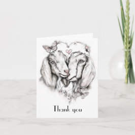 Rustic elegant goat lovers thank you card bedankkaart
