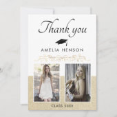 Rustic Elegant Gold Ornament 2 Foto Afstuderen Bedankkaart (Voorkant)