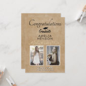 Rustic Elegant Gold Ornament 2 Foto Afstuderen Kaart (Voorkant / Achterkant in situ)