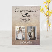 Rustic Elegant Gold Ornament 2 Foto Afstuderen Kaart (Gele Bloem)