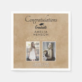 Rustic Elegant Gold Ornament 2 Foto Afstuderen Servet (Voorkant)