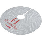 Rustic Elegant Gray Herringbone Gepersonaliseerd Kerstboom Rok (Gekanteld)
