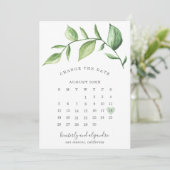 Rustic Elegant Greenery Calendar verander de Datum Aankondiging (Staand voorkant)