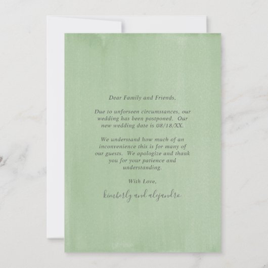 Rustic Elegant Greenery Calendar verander de Datum Aankondiging (Achterkant)