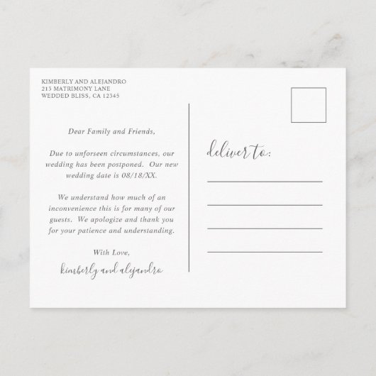 Rustic Elegant Greenery Calendar verander de Datum Aankondigingskaart (Achterkant)