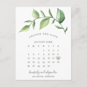 Rustic Elegant Greenery Calendar verander de Datum Aankondigingskaart (Voorkant)