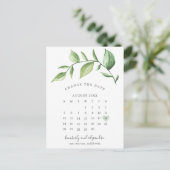 Rustic Elegant Greenery Calendar verander de Datum Aankondigingskaart (Staand voorkant)