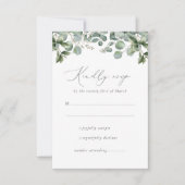 Rustic Elegant Greenery Eucalyptus Wedding RSVP Kaartje (Voorkant)