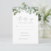 Rustic Elegant Greenery Eucalyptus Wedding RSVP Kaartje (Staand voorkant)