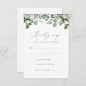 Rustic Elegant Greenery Eucalyptus Wedding RSVP Kaartje (Voorkant / Achterkant)