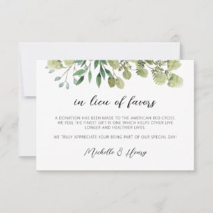 Rustic Elegant Greenery in Lieu of Favors Kaart Notitiekaartje
