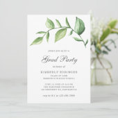 Rustic Elegant Greenery Sprig Graduation Party Kaart (Staand voorkant)