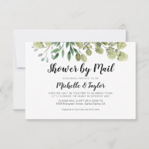 Rustic Elegant Greenery Virtual Shower Invite Card Notitiekaartje