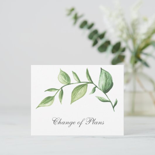 Rustic Elegant Greenery Wedding Postponement Aankondigingskaart (Staand voorkant)