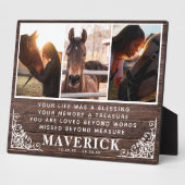 Rustic Elegant Horse Photo & Quote Memorial Fotoplaat (Zijkant)