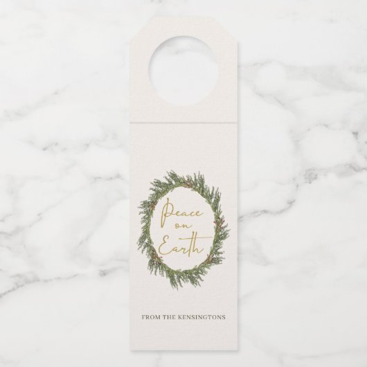 Rustic Elegant Kerstmis Wreater Peace on Earth Flessenhanger (Voorkant)