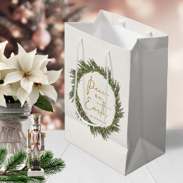 Rustic Elegant Kerstmis Wreater Peace on Earth Medium Cadeauzakje