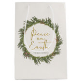 Rustic Elegant Kerstmis Wreater Peace on Earth Medium Cadeauzakje (Voorkant)