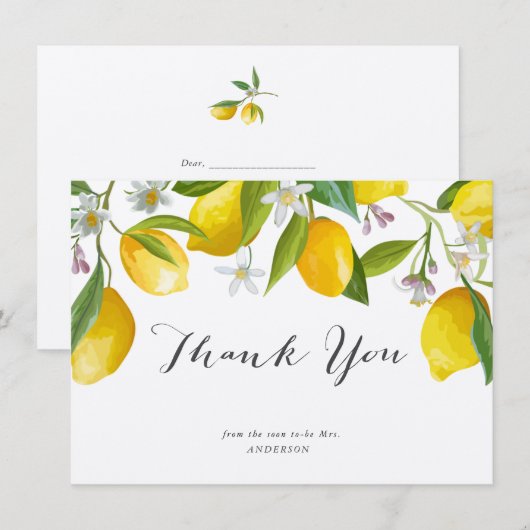 Rustic Elegant Lemon Vrijgezellenfeest Bedankt voo (Voorkant / Achterkant)