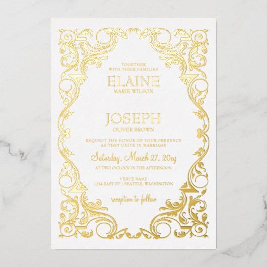 Rustic Elegant  Lijst Wedding Folie Uitnodiging (Voorkant)