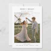 Rustic Elegant Merry and Bright Photo Newlywed Feestdagenkaart (Voorkant)