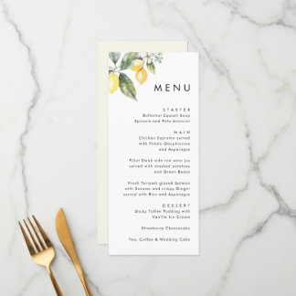 Rustic Elegant Minimal Lemon Garden Wedding  Menu