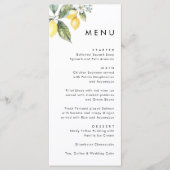 Rustic Elegant Minimal Lemon Garden Wedding Menu (Voorkant)