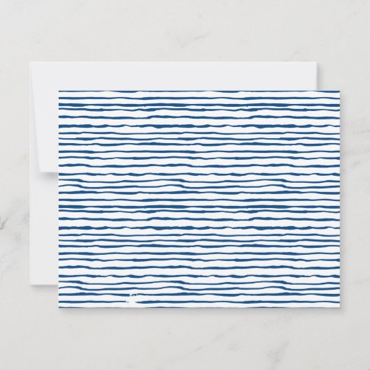 Rustic Elegant Modern 3 Monogram Navy Blue Stripe Notitiekaartje (Achterkant)