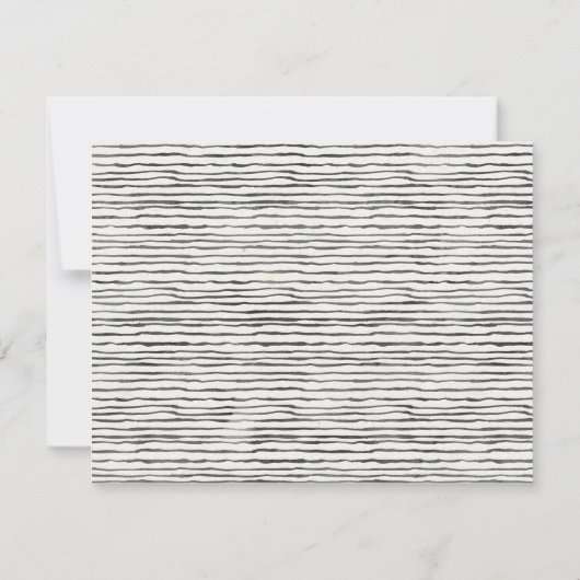 Rustic Elegant Modern 3 Monogram Zwarte Stripes Notitiekaartje (Achterkant)