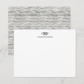 Rustic Elegant Modern 3 Monogram Zwarte Stripes Notitiekaartje (Voorkant / Achterkant)