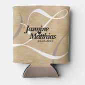 Rustic Elegant  Monogram Burlap Wedding Blikjeskoeler (Voorkant)