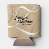 Rustic Elegant  Monogram Burlap Wedding Blikjeskoeler (Achterkant)