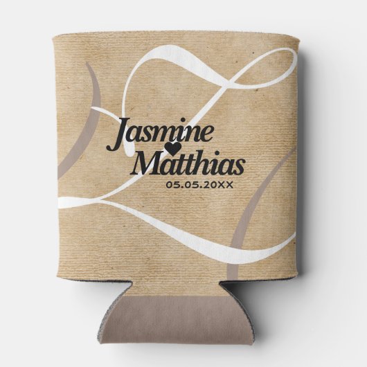 Rustic Elegant Monogram Burlap Wedding Blikjeskoeler (Achterkant)