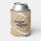 Rustic Elegant  Monogram Burlap Wedding Blikjeskoeler (Blikje Achterkant)