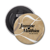 Rustic Elegant Monogram Burlap Wedding Button Flesopener (Voorkant)