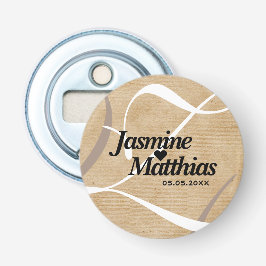 Rustic Elegant  Monogram Burlap Wedding Button Flesopener