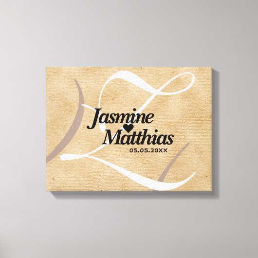 Rustic Elegant Monogram Burlap Wedding Canvas Afdruk (Voorkant)