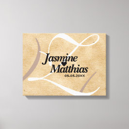 Rustic Elegant Monogram Burlap Wedding Canvas Afdruk