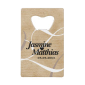 Rustic Elegant  Monogram Burlap Wedding Creditkaart Flessenopener (Voorkant)