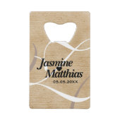 Rustic Elegant  Monogram Burlap Wedding Creditkaart Flessenopener (Achterkant)