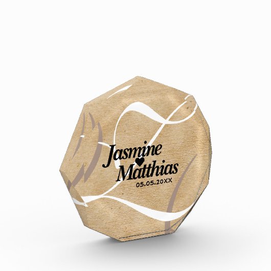 Rustic Elegant  Monogram Burlap Wedding Fotoblokken (Links)