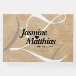 Rustic Elegant  Monogram Burlap Wedding Gastenboek