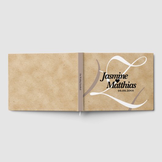 Rustic Elegant  Monogram Burlap Wedding Gastenboek (Volledig)