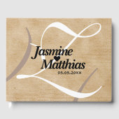 Rustic Elegant  Monogram Burlap Wedding Gastenboek (Voorkant)