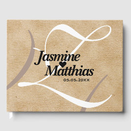 Rustic Elegant Monogram Burlap Wedding Gastenboek