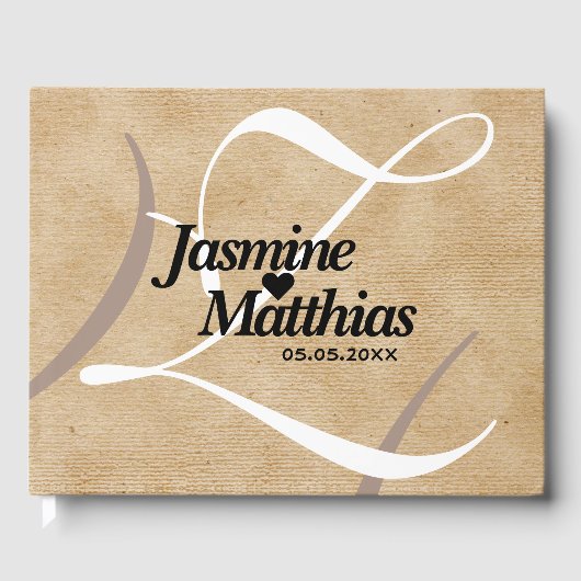 Rustic Elegant  Monogram Burlap Wedding Gastenboek (Voorkant)