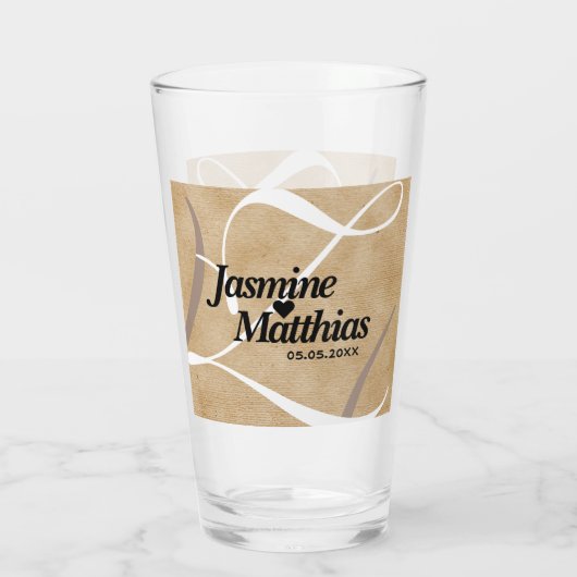 Rustic Elegant  Monogram Burlap Wedding Glas (Achterkant)