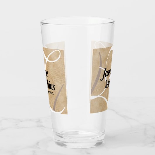 Rustic Elegant  Monogram Burlap Wedding Glas (Rechts)