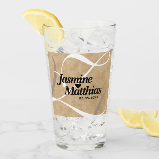 Rustic Elegant Monogram Burlap Wedding Glas (Voorkant ijs)