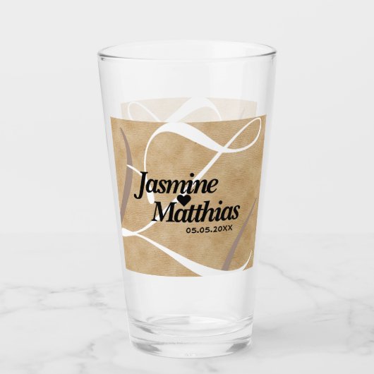 Rustic Elegant Monogram Burlap Wedding Glas (Voorkant)